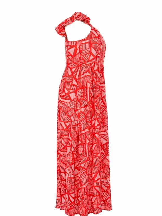 ELOQUII Coral Print Maxi Dress Size 16 Flutter Sleeve Fit Flare Kentucky Derby - Picture 6 of 9